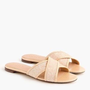 J Crew Glitter Cora Crisscross Sandals in Buff 8
